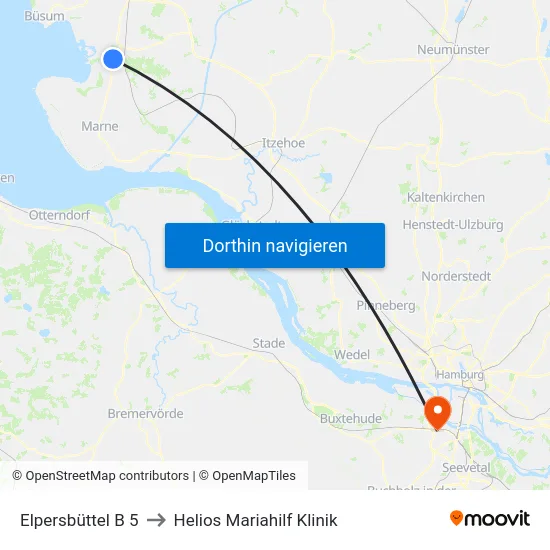 Elpersbüttel B 5 to Helios Mariahilf Klinik map
