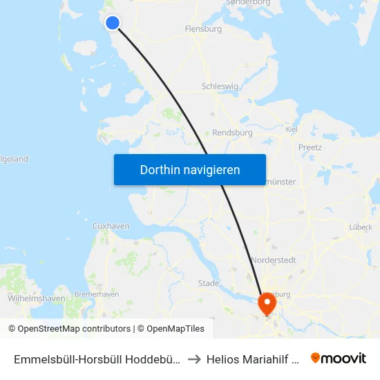 Emmelsbüll-Horsbüll Hoddebülldeich to Helios Mariahilf Klinik map