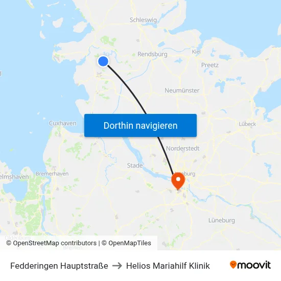 Fedderingen Hauptstraße to Helios Mariahilf Klinik map