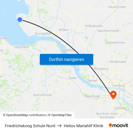 Friedrichskoog Schule Nord to Helios Mariahilf Klinik map