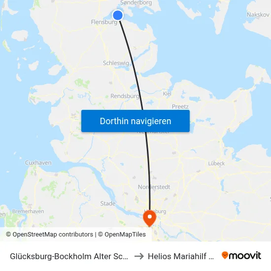 Glücksburg-Bockholm Alter Schulweg to Helios Mariahilf Klinik map
