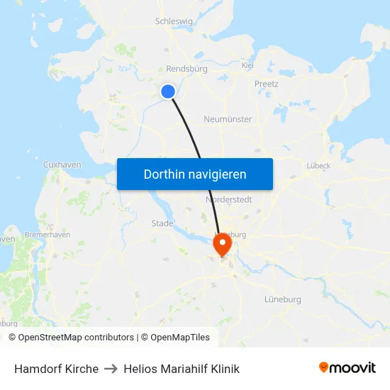 Hamdorf Kirche to Helios Mariahilf Klinik map