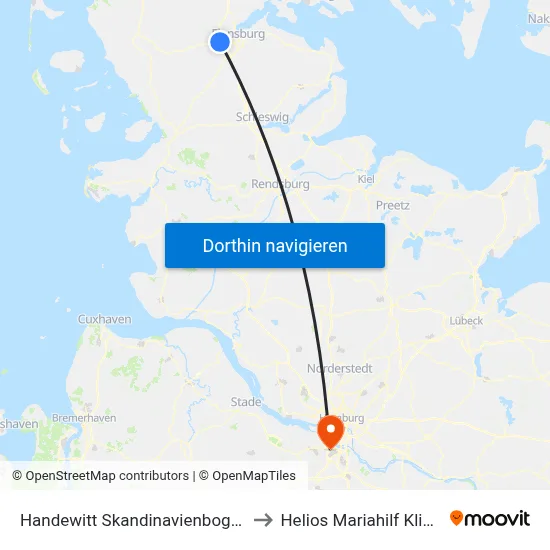 Handewitt Skandinavienbogen to Helios Mariahilf Klinik map