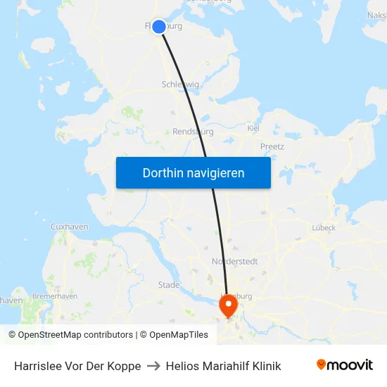 Harrislee Vor Der Koppe to Helios Mariahilf Klinik map