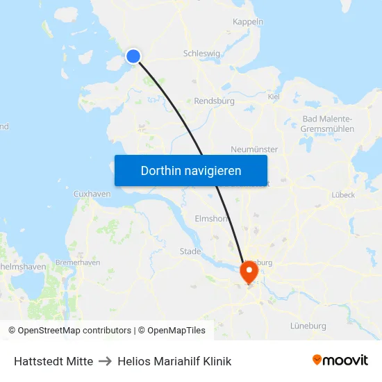 Hattstedt Mitte to Helios Mariahilf Klinik map
