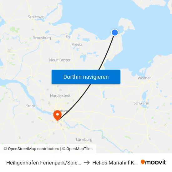 Heiligenhafen Ferienpark/Spielplatz to Helios Mariahilf Klinik map
