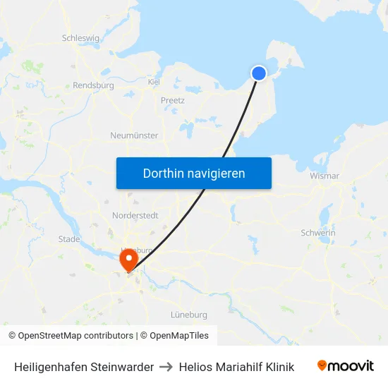 Heiligenhafen Steinwarder to Helios Mariahilf Klinik map