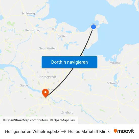 Heiligenhafen Wilhelmsplatz to Helios Mariahilf Klinik map