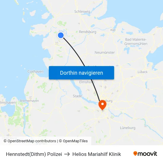 Hennstedt(Dithm) Polizei to Helios Mariahilf Klinik map