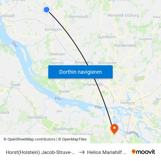 Horst(Holstein) Jacob-Struve-Schule to Helios Mariahilf Klinik map