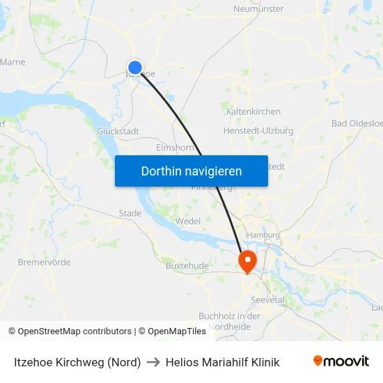 Itzehoe Kirchweg (Nord) to Helios Mariahilf Klinik map