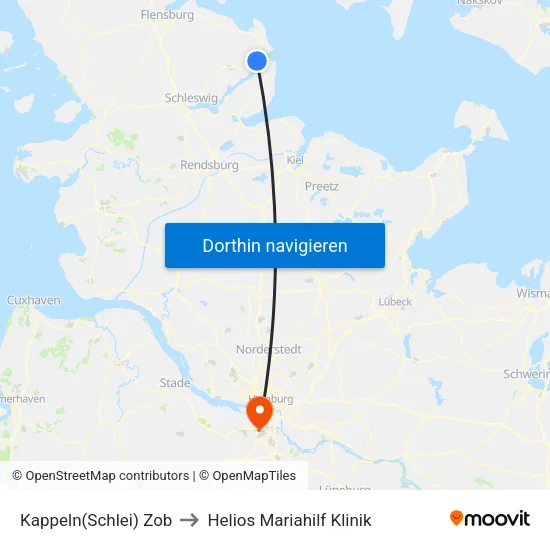 Kappeln(Schlei) Zob to Helios Mariahilf Klinik map