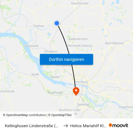 Kellinghusen Lindenstraße (Mitte) to Helios Mariahilf Klinik map