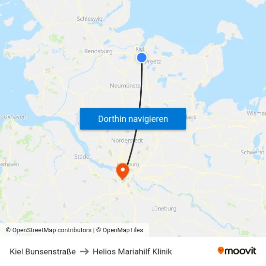 Kiel Bunsenstraße to Helios Mariahilf Klinik map