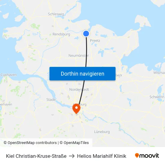 Kiel Christian-Kruse-Straße to Helios Mariahilf Klinik map