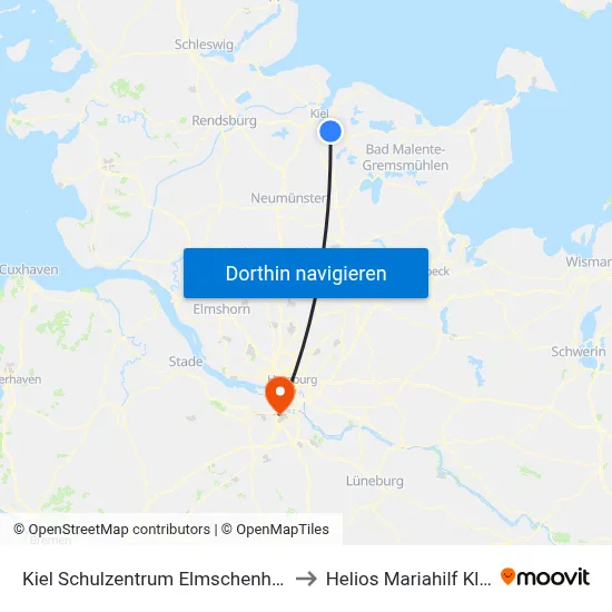 Kiel Schulzentrum Elmschenhagen to Helios Mariahilf Klinik map