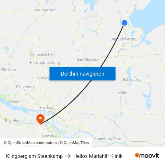 Klingberg am Steenkamp to Helios Mariahilf Klinik map