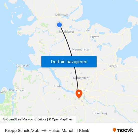 Kropp Schule/Zob to Helios Mariahilf Klinik map