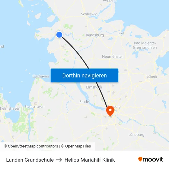 Lunden Grundschule to Helios Mariahilf Klinik map