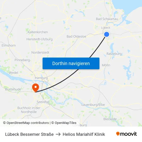 Lübeck Bessemer Straße to Helios Mariahilf Klinik map