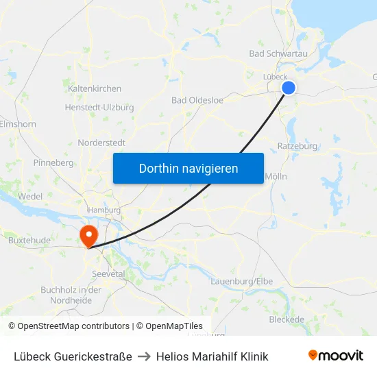 Lübeck Guerickestraße to Helios Mariahilf Klinik map