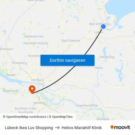 Lübeck Ikea Luv Shopping to Helios Mariahilf Klinik map