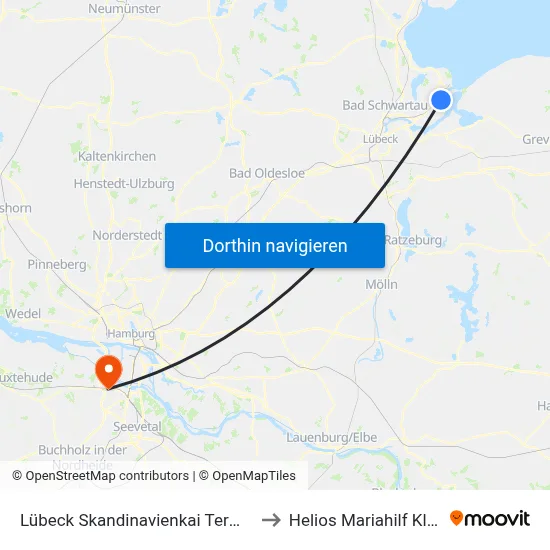 Lübeck Skandinavienkai Terminal to Helios Mariahilf Klinik map