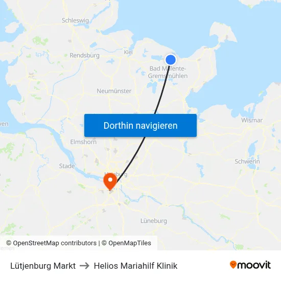 Lütjenburg Markt to Helios Mariahilf Klinik map