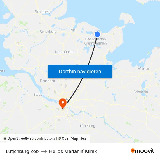 Lütjenburg Zob to Helios Mariahilf Klinik map