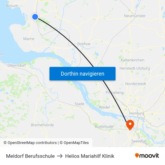 Meldorf Berufsschule to Helios Mariahilf Klinik map