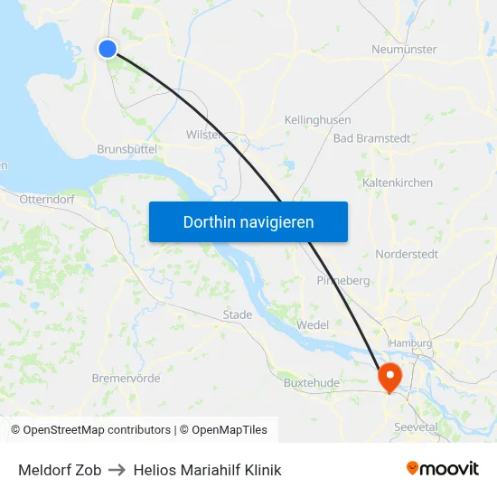 Meldorf Zob to Helios Mariahilf Klinik map