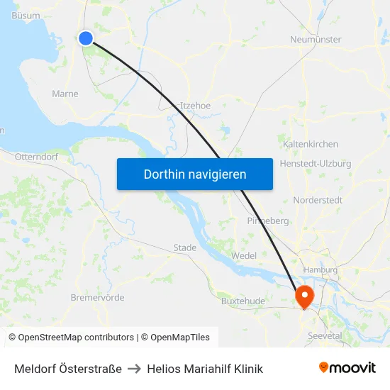 Meldorf Österstraße to Helios Mariahilf Klinik map