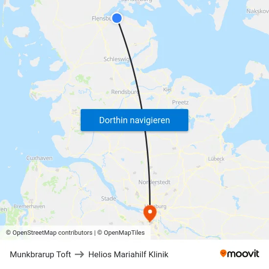 Munkbrarup Toft to Helios Mariahilf Klinik map