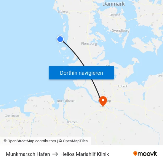 Munkmarsch Hafen to Helios Mariahilf Klinik map