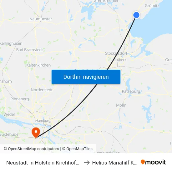 Neustadt In Holstein Kirchhofsallee to Helios Mariahilf Klinik map