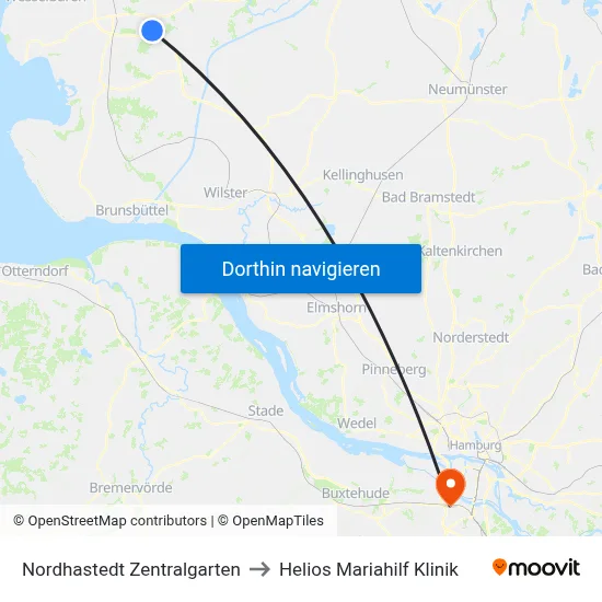 Nordhastedt Zentralgarten to Helios Mariahilf Klinik map