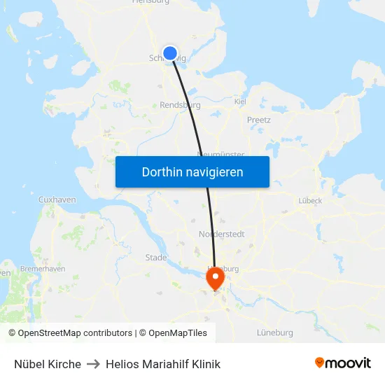 Nübel Kirche to Helios Mariahilf Klinik map