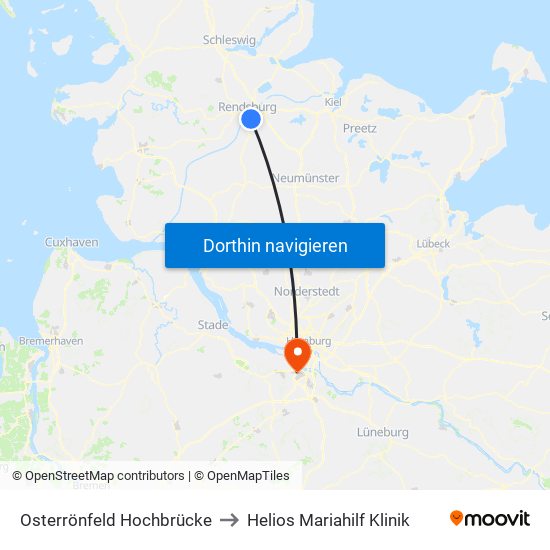 Osterrönfeld Hochbrücke to Helios Mariahilf Klinik map