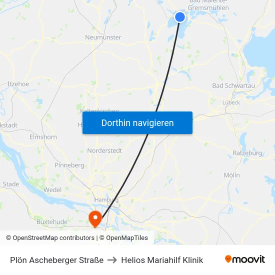 Plön Ascheberger Straße to Helios Mariahilf Klinik map