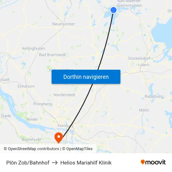 Plön Zob/Bahnhof to Helios Mariahilf Klinik map