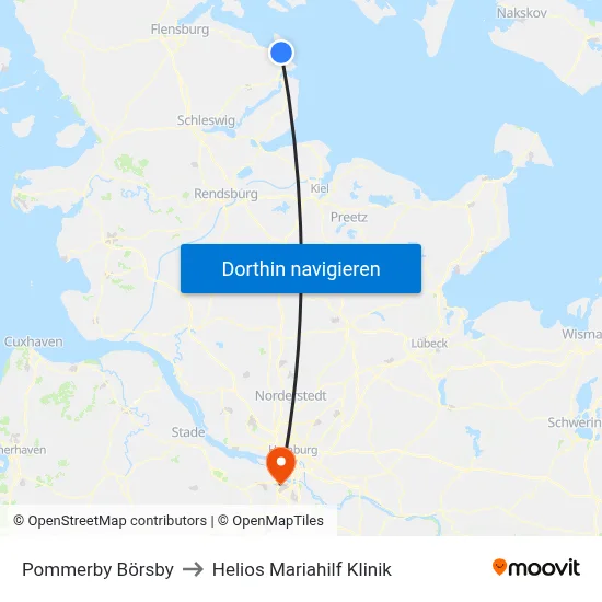 Pommerby Börsby to Helios Mariahilf Klinik map