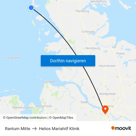 Rantum Mitte to Helios Mariahilf Klinik map