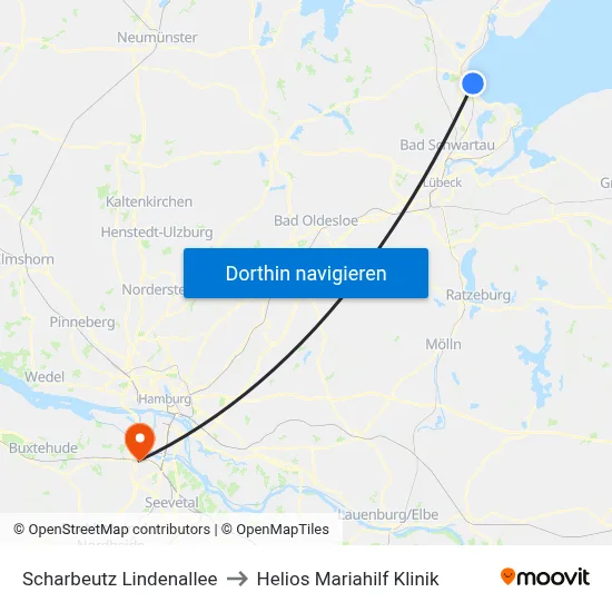 Scharbeutz Lindenallee to Helios Mariahilf Klinik map