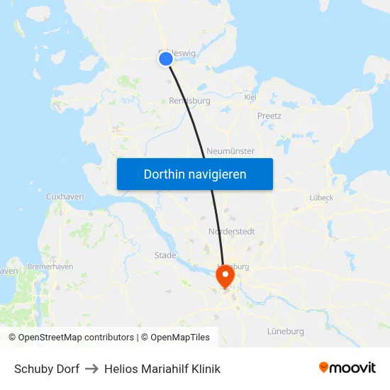 Schuby Dorf to Helios Mariahilf Klinik map