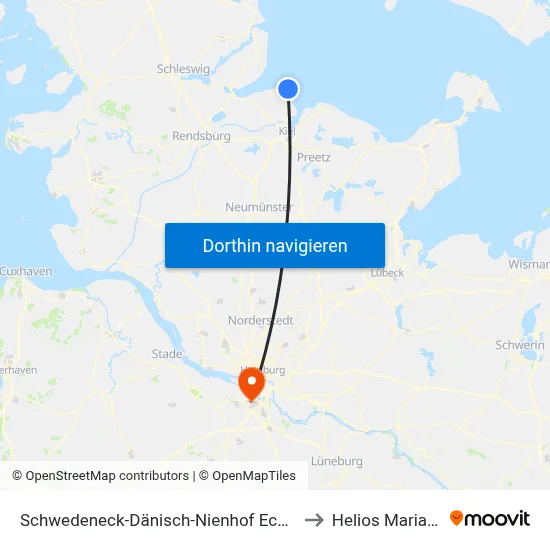 Schwedeneck-Dänisch-Nienhof Eckernförder Straße 24 to Helios Mariahilf Klinik map