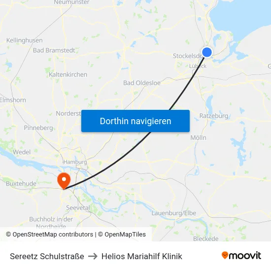 Sereetz Schulstraße to Helios Mariahilf Klinik map