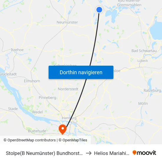 Stolpe(B Neumünster) Bundhorst Butscherweg to Helios Mariahilf Klinik map