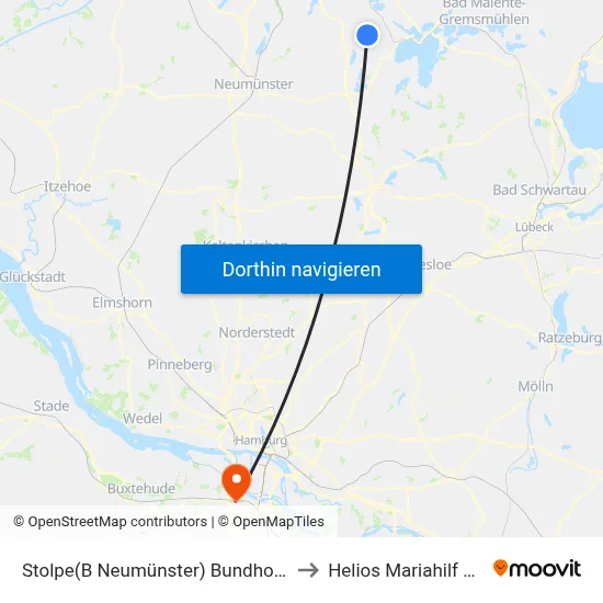 Stolpe(B Neumünster) Bundhorst Gut to Helios Mariahilf Klinik map