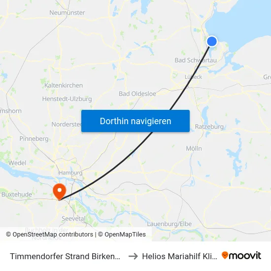 Timmendorfer Strand Birkenallee to Helios Mariahilf Klinik map