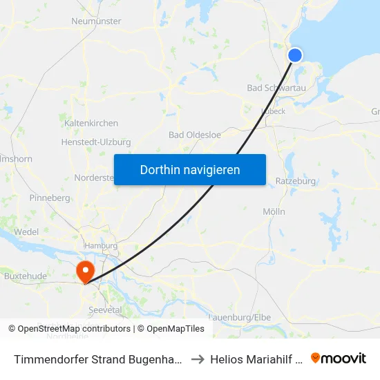 Timmendorfer Strand Bugenhagenwerk to Helios Mariahilf Klinik map